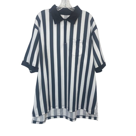 Smitty Referee Shirt Black White Striped Short Sleeve Size 3XL - Picture 1 of 6